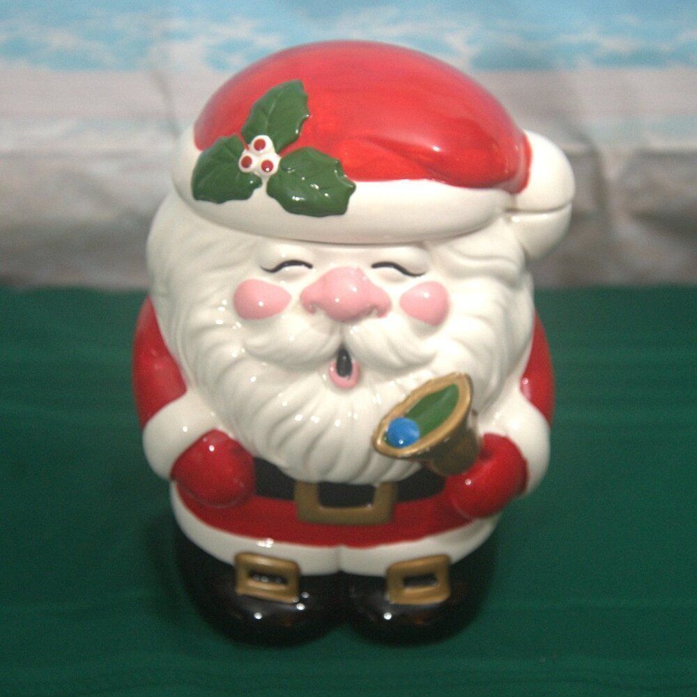 Vintage Ceramic Santa Claus Cookie Jar with Music Plays Jingle Bells